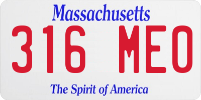 MA license plate 316ME0