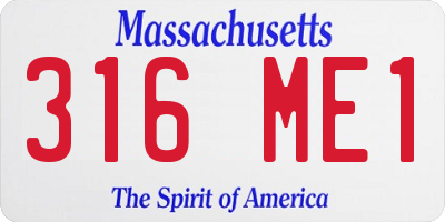 MA license plate 316ME1