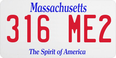 MA license plate 316ME2