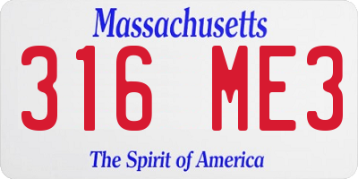 MA license plate 316ME3