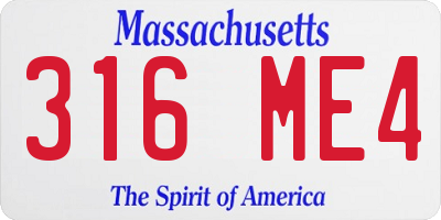 MA license plate 316ME4