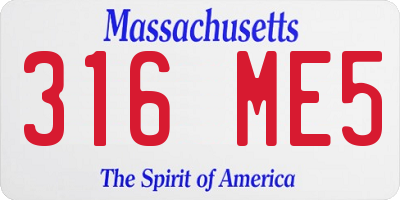 MA license plate 316ME5