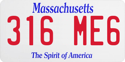 MA license plate 316ME6