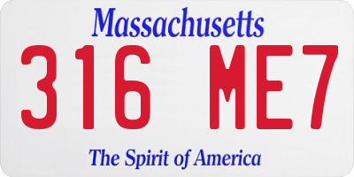 MA license plate 316ME7