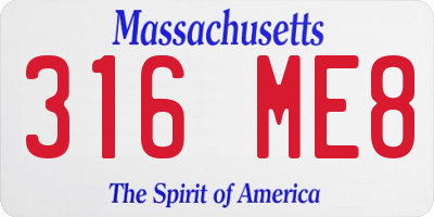 MA license plate 316ME8