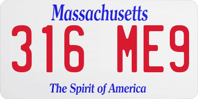 MA license plate 316ME9
