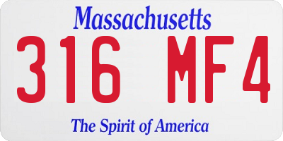 MA license plate 316MF4