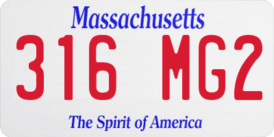 MA license plate 316MG2