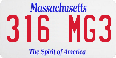 MA license plate 316MG3
