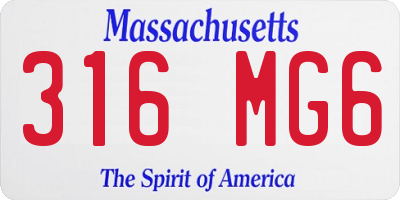 MA license plate 316MG6