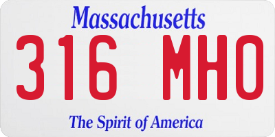MA license plate 316MH0