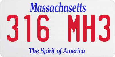 MA license plate 316MH3