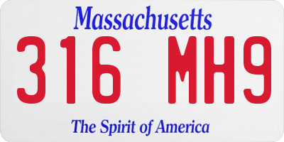 MA license plate 316MH9