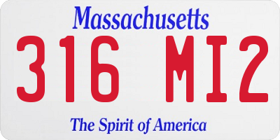 MA license plate 316MI2