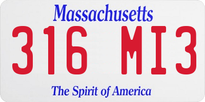 MA license plate 316MI3