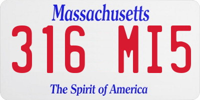 MA license plate 316MI5