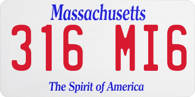 MA license plate 316MI6