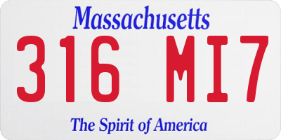 MA license plate 316MI7