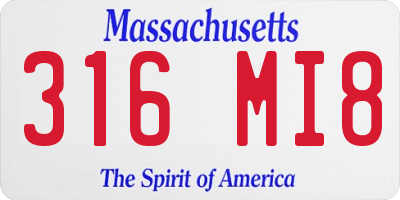 MA license plate 316MI8