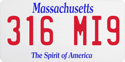 MA license plate 316MI9