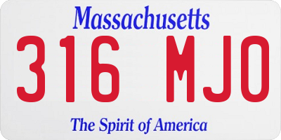 MA license plate 316MJ0