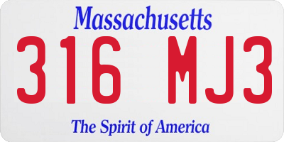 MA license plate 316MJ3