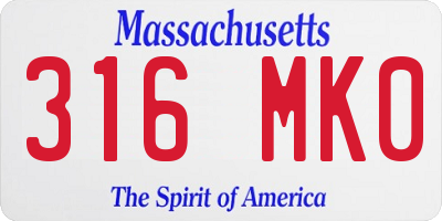 MA license plate 316MK0