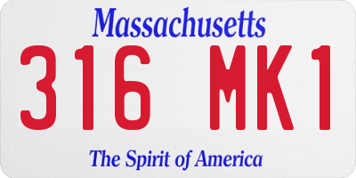 MA license plate 316MK1