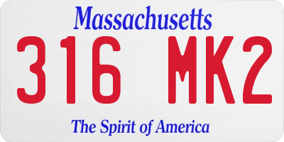 MA license plate 316MK2