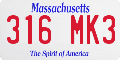 MA license plate 316MK3