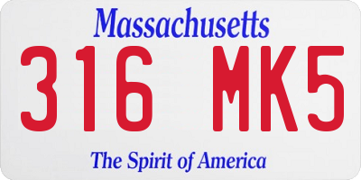 MA license plate 316MK5