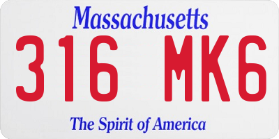 MA license plate 316MK6