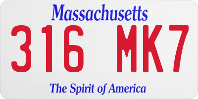 MA license plate 316MK7