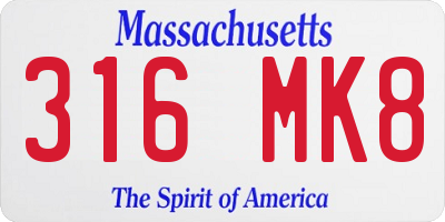 MA license plate 316MK8