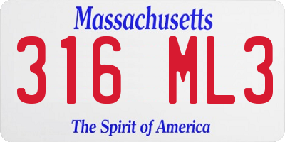 MA license plate 316ML3