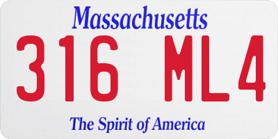 MA license plate 316ML4