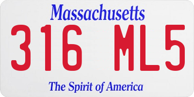 MA license plate 316ML5