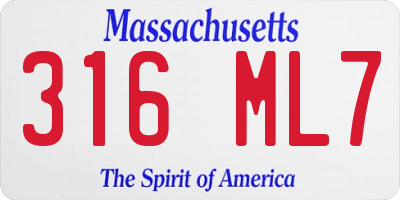 MA license plate 316ML7