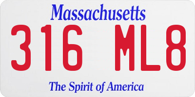 MA license plate 316ML8