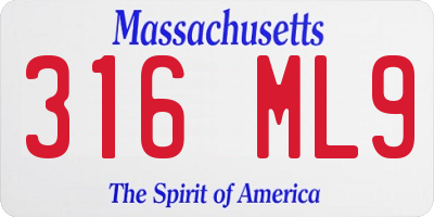 MA license plate 316ML9
