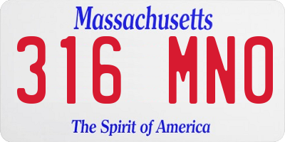 MA license plate 316MN0