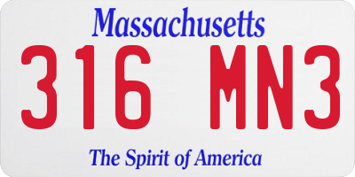 MA license plate 316MN3
