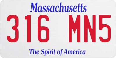 MA license plate 316MN5