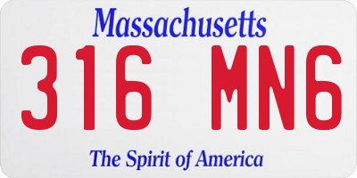 MA license plate 316MN6