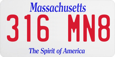 MA license plate 316MN8