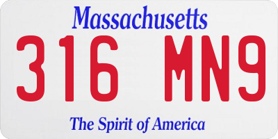MA license plate 316MN9