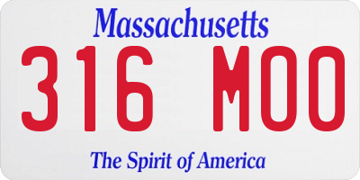 MA license plate 316MO0