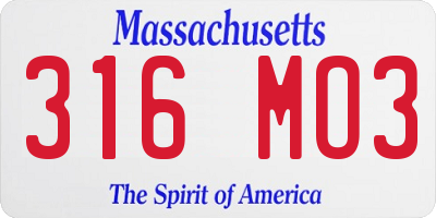 MA license plate 316MO3