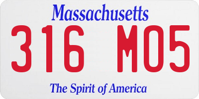 MA license plate 316MO5