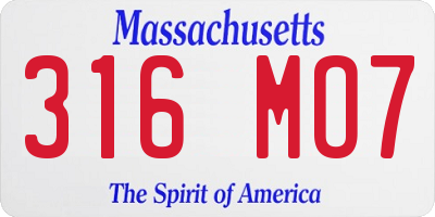 MA license plate 316MO7